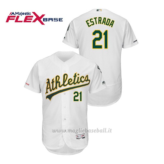 Maglia Baseball Uomo Oakland Athletics Marco Estrada 150th Aniversario Patch Autentico Flex Base Bianco